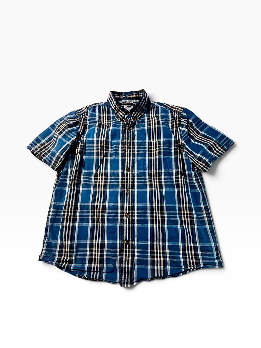 Carhartt Men’s XL Relaxed Fit Blue Plaid Short Sleeve Button Down Shirt 101959